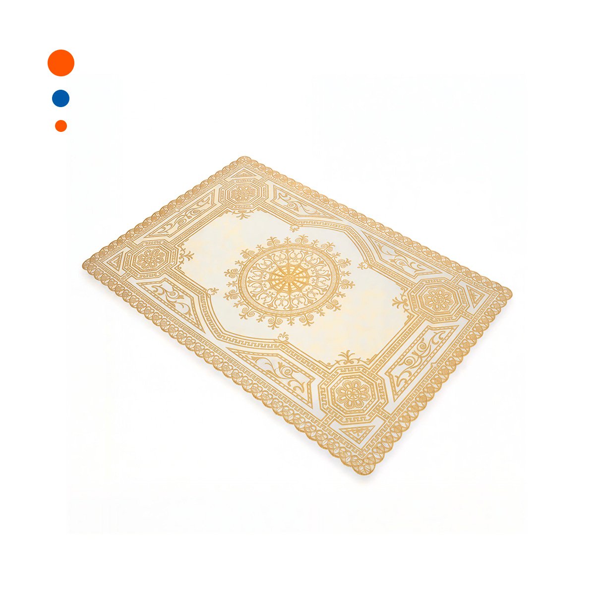 TAPETE MODERNO DORADO CON DISEÑO DE ENCAJE MANDALA PARA CASA FESTIVA Y+PAPEL REGALO - 1