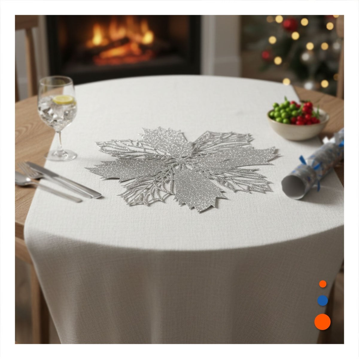PACK4 LOTE DECORACION 6 INDIVIDUALES FLOR DE PINA PLATEADO 42X42 CM Y+REGALO STICKER - 3