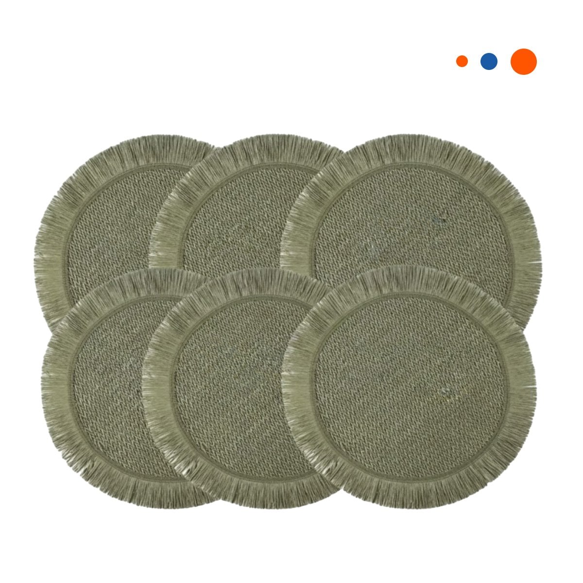 BASES TEJIDAS CIRCULARES EN COLOR VERDE CON FLECOS SET DE 6 PIEZAS Y+REGALO STICKER - 3