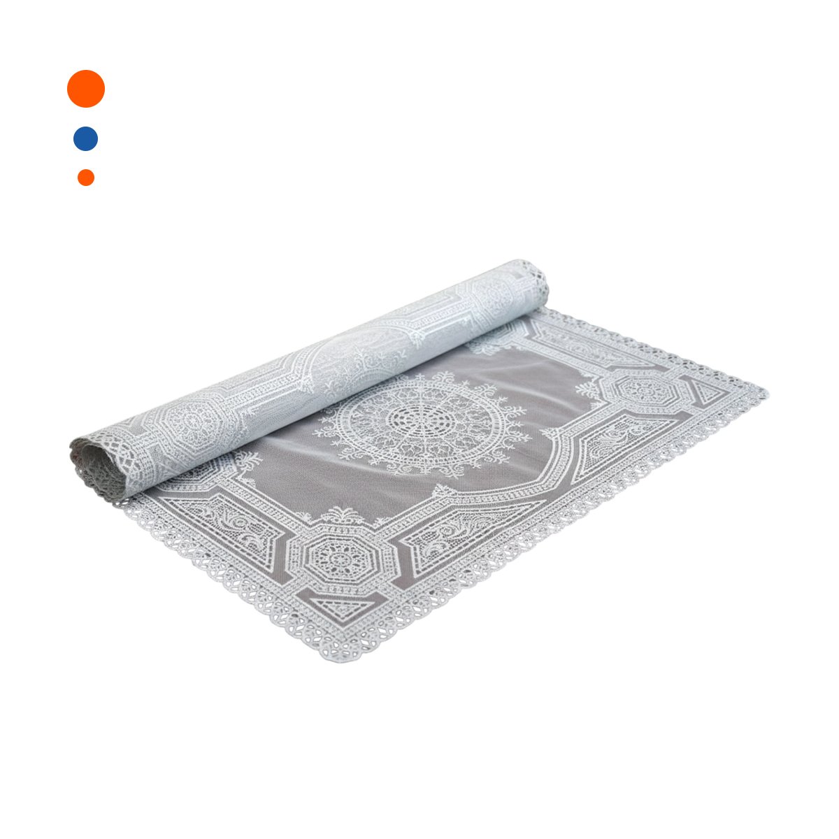 TAPETE MODERNO PLATEADO CON DISEÑO DE ENCAJE MANDALA PARA CASA FESTIVA Y+PAPEL REGALO - 1