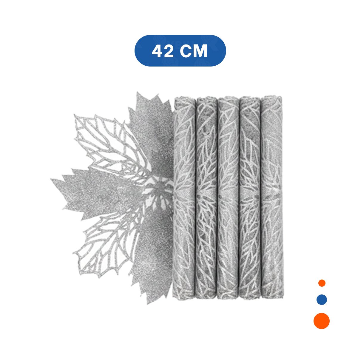 PACK4 LOTE HOGAR 6 INDIVIDUALES FLOR DE PINA PLATEADO 42X42 CM DECORACION Y+PAPEL REGALO - 4