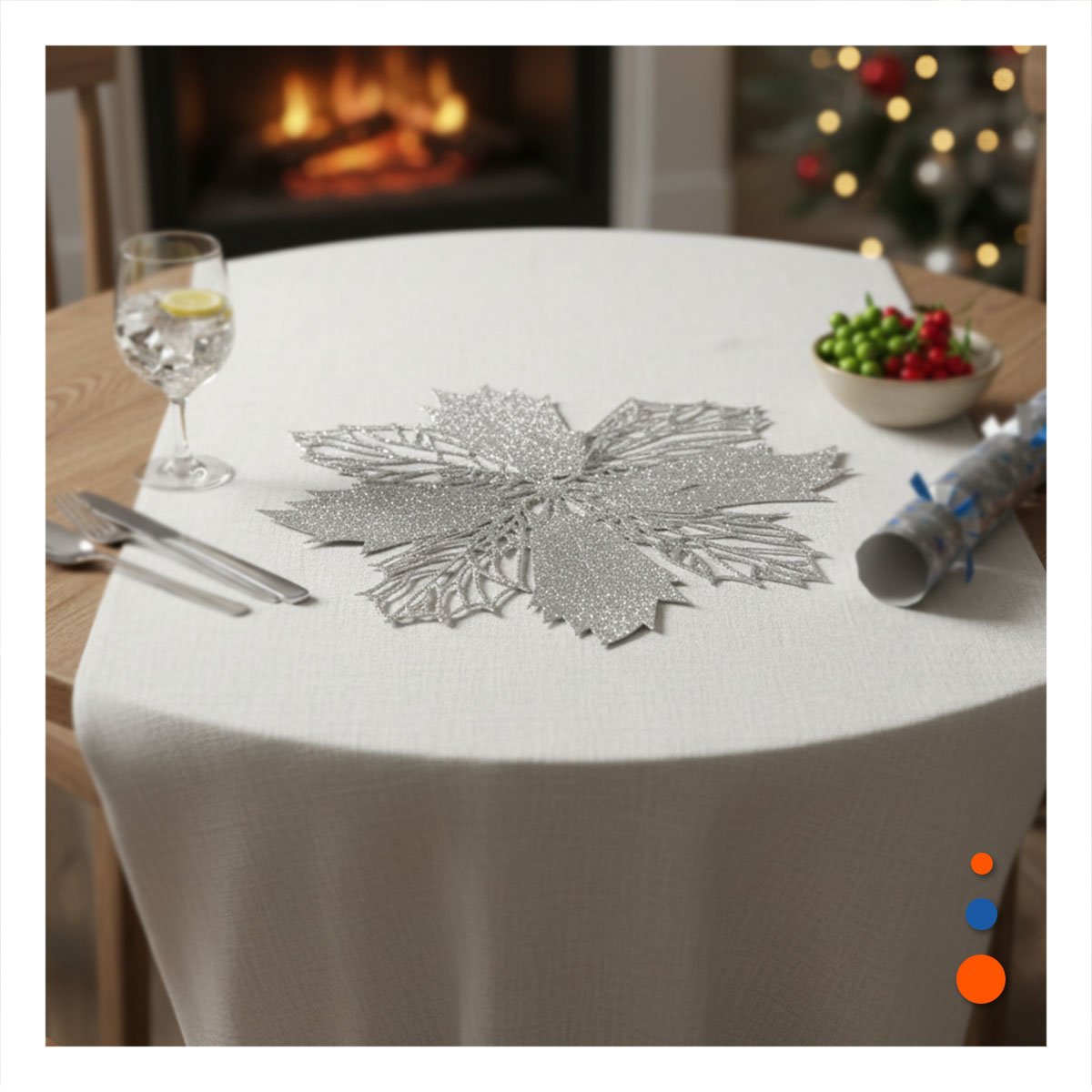PACK4 LOTE HOGAR 6 INDIVIDUALES FLOR DE PINA PLATEADO 42X42 CM DECORACION Y+PAPEL REGALO - 5