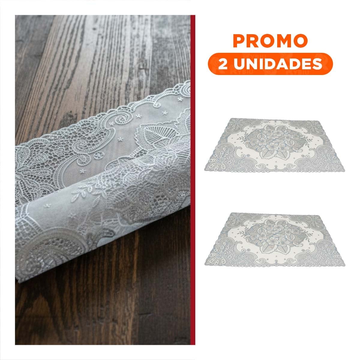 PACK2 MANTEL ELEGANTE PLATEADO CON MOTIVO FLORAL PARA CELEBRACION EN HOGAR - 1