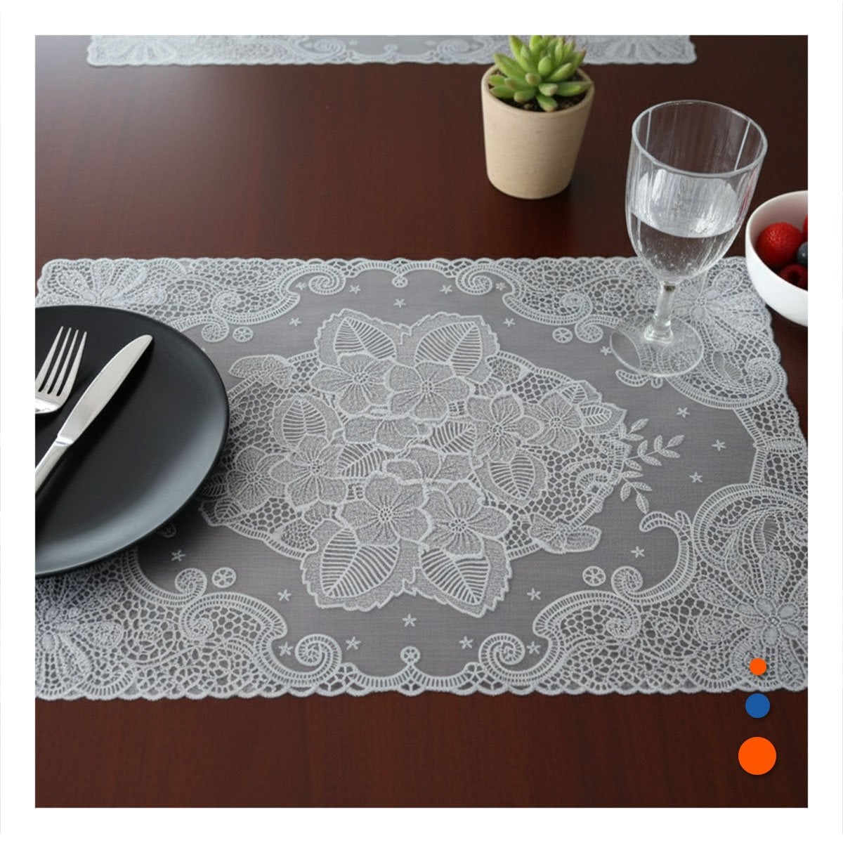 TAPETE MODERNO PLATEADO CON DISEÑO DE ENCAJE PARA CASA FESTIVA Y+PAPEL REGALO - 2