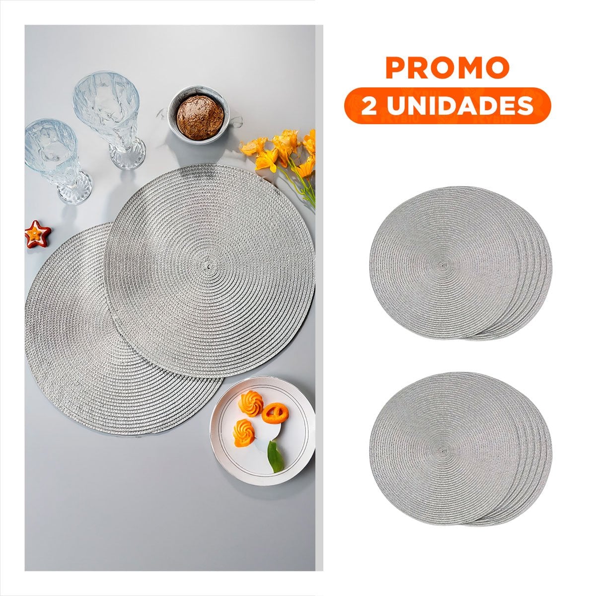PACK2 SALVAMANTEL DECORATIVO CIRCULAR BOHO PLOMO ESTILO NATURAL - 1