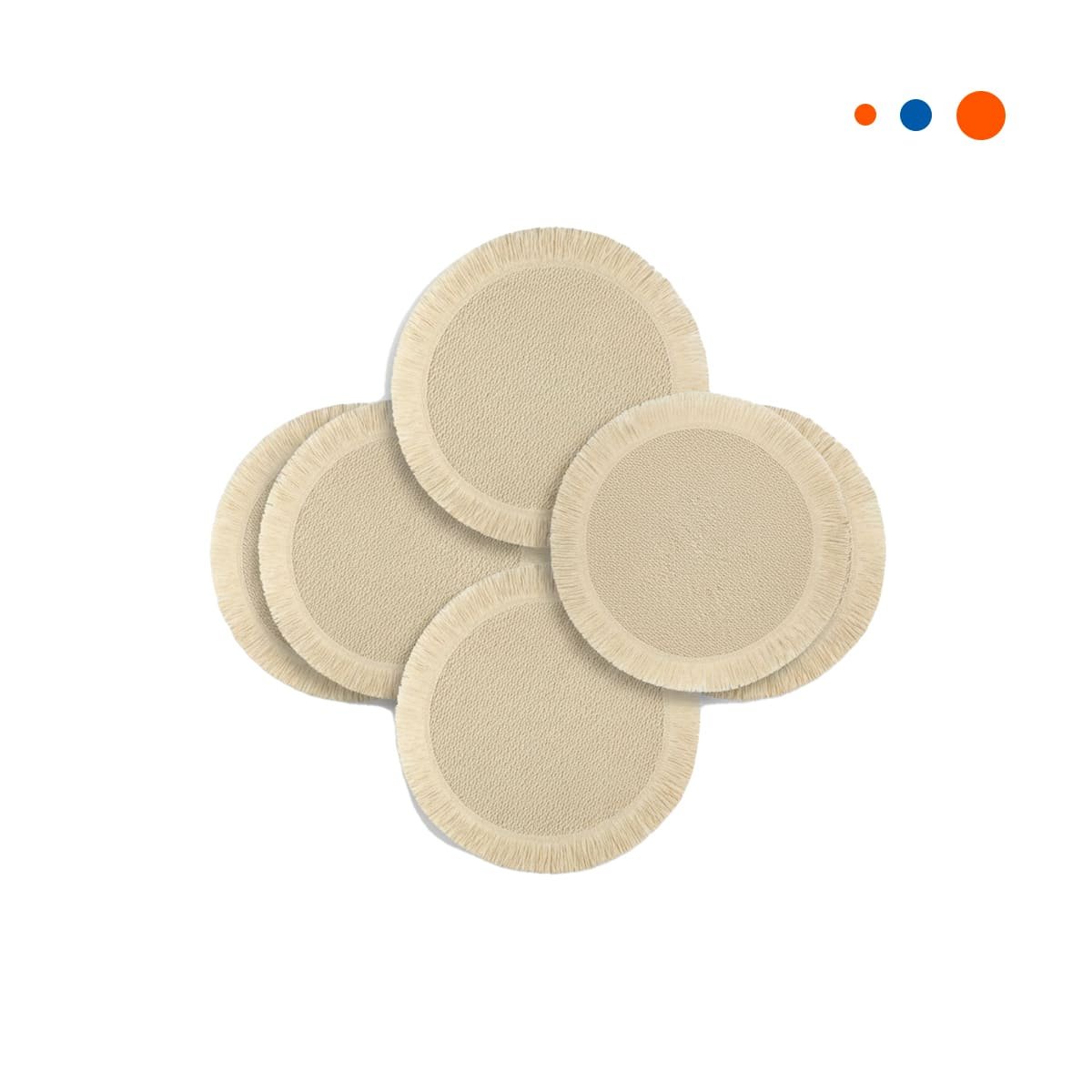 BASES PARA MESA CON TEJIDO CIRCULAR FLECOS BEIGE PRESENTADAS EN SET DE 6 Y+PAPEL REGALO - 1