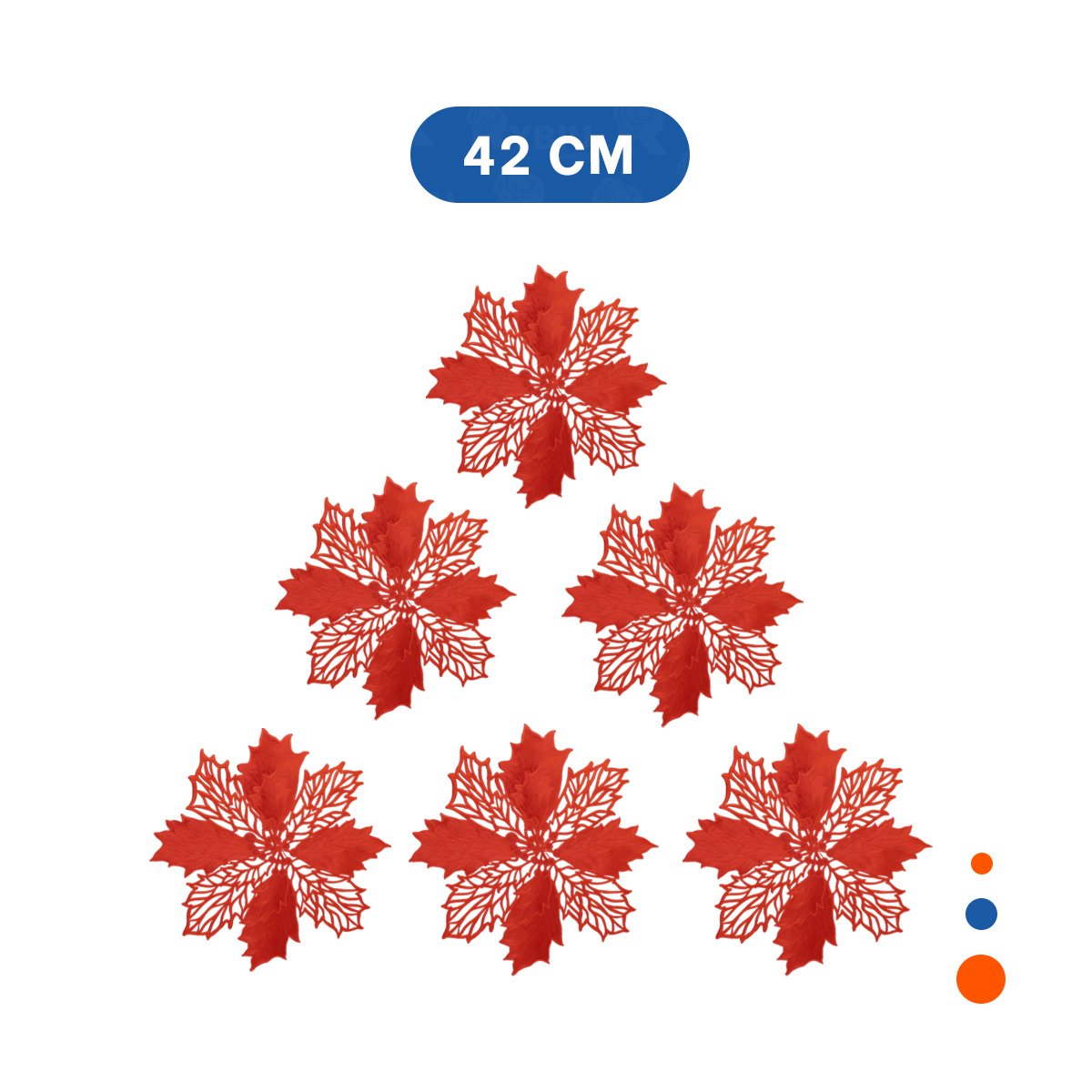 PACK TEXTIL 6 INDIVIDUALES FLOR DE PINA ROJO 42X42 CM NAVIDAD Y+LIGAS REGALO - 4