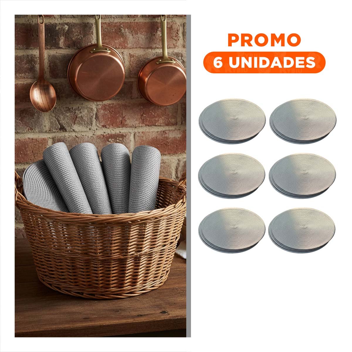 PACK6 CUBIERTA DE MESA CIRCULAR EN PAJITA BRILLOSO PLATEADO 38X38CM - 1