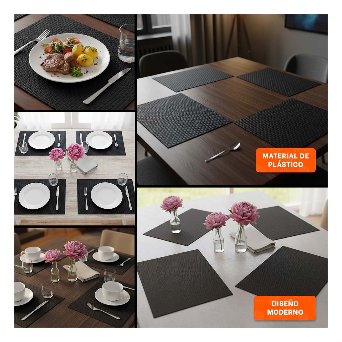 PACK2 PRODUCTO DECORATIVO DE MESA RECTANGULAR 4 PIEZAS PARA HOGAR Y+PAPEL REGALO - 3