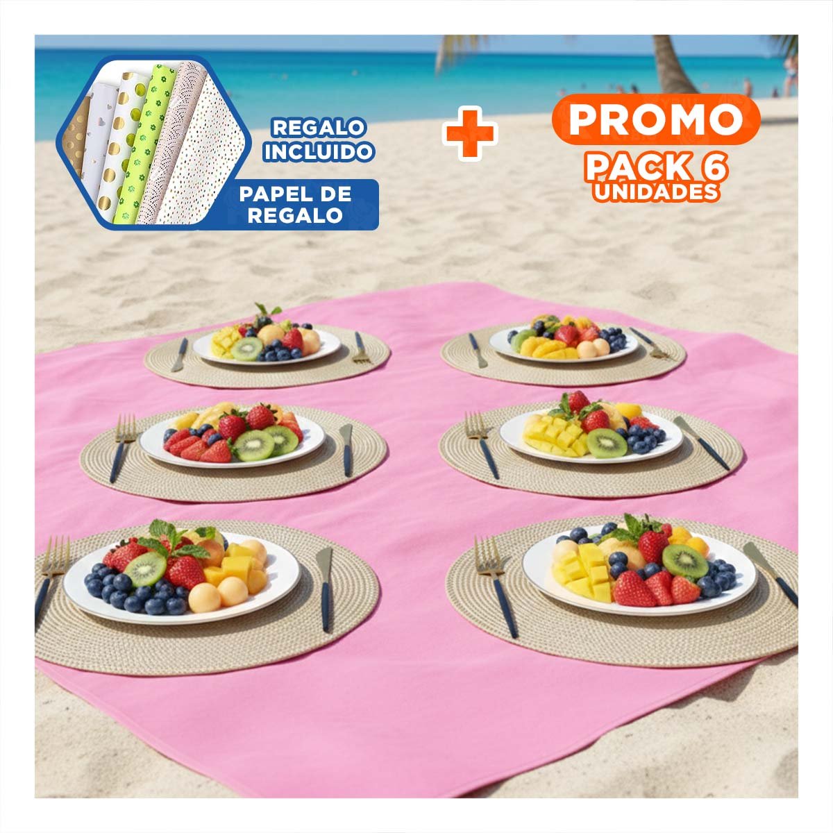 PACK6 CUBIERTA CIRCULAR PARA COMEDOR CON COLOR DORADO MINI OJITAS Y+PAPEL REGALO - 1