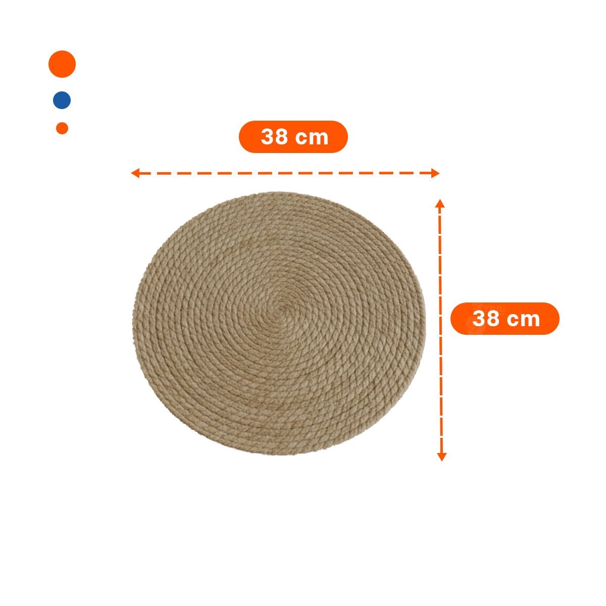 PACK4 ELEGANCIA 6 PLATOS REDONDOS TEJIDOS CAQUI 38CM PARA USO DIARIO Y ESTILO Y+REGALO STICKER - 4