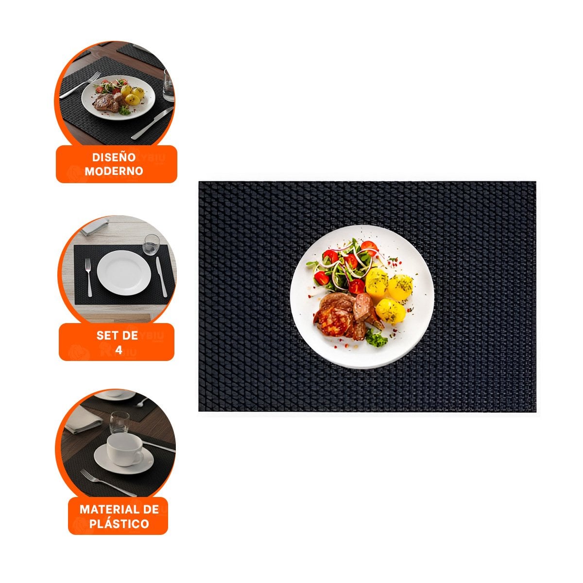 ACCESORIOS DE MESA RECTANGULAR 4 PIEZAS PARA DECORACION FUNCIONAL EN HOGAR - 3