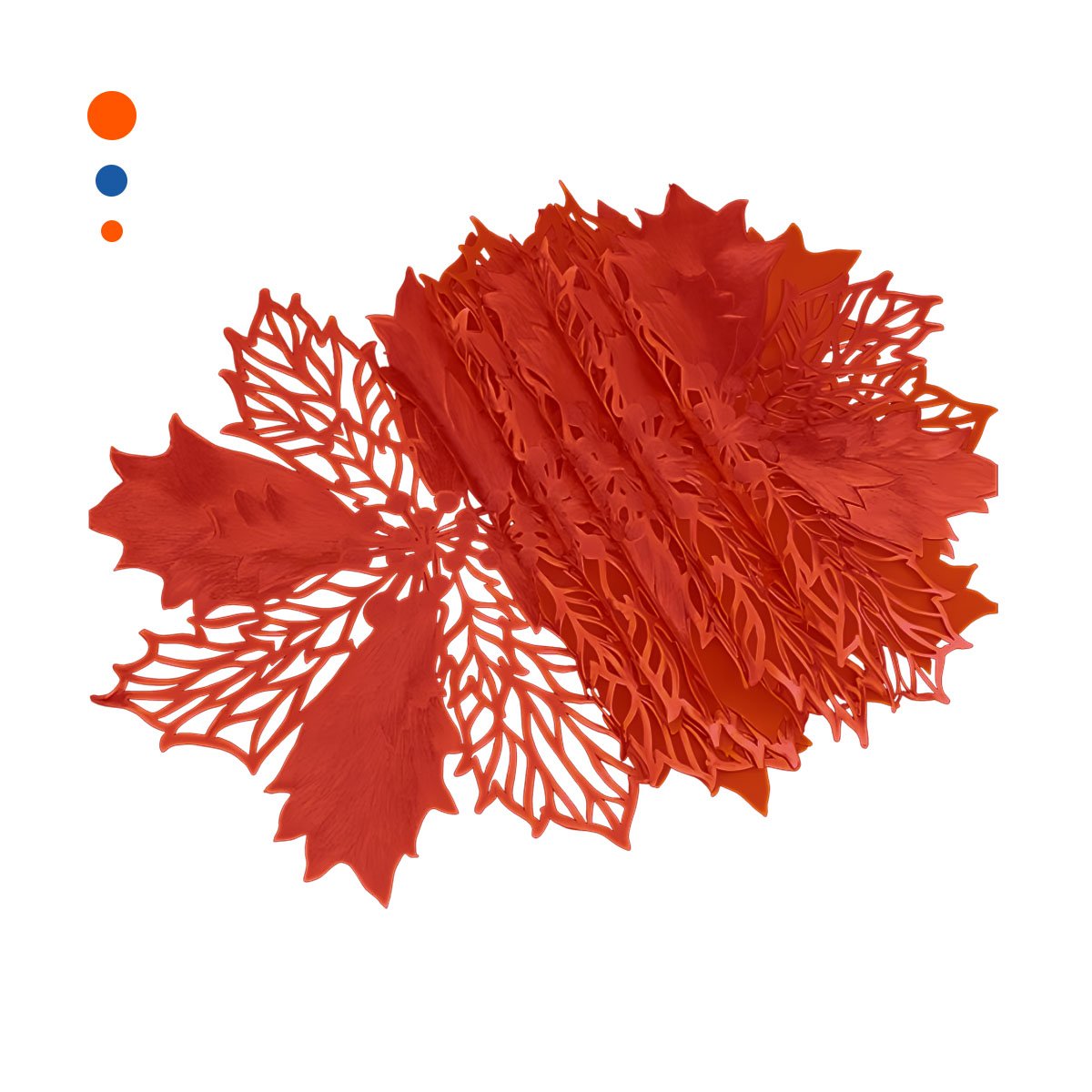 PACK DECORATIVO 6 INDIVIDUALES FLOR DE PINA ROJO 42X42 CM PARA MESA Y+PAPEL REGALO - 1