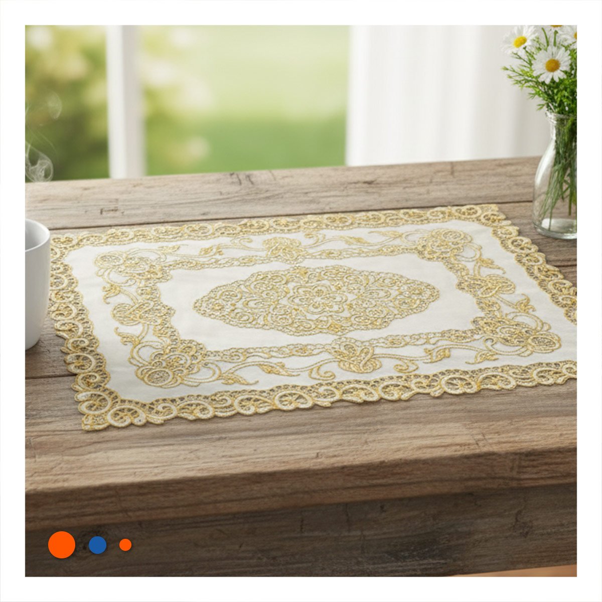 PACK12 CUBIERTA DORADO ELEGANTE CON DISEÑO FLORAL PARA HOGAR MODERNO - 2