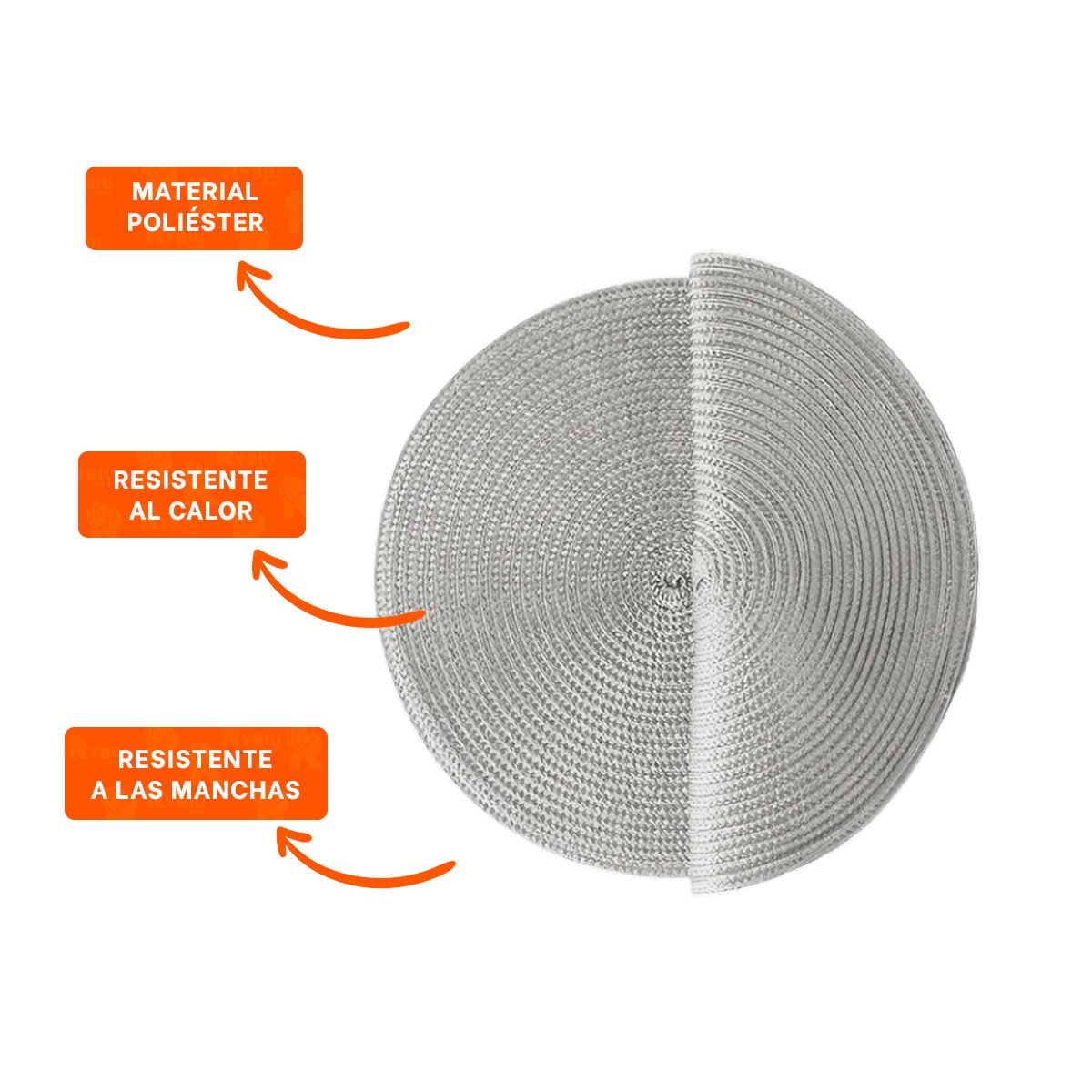 SALVAMANTEL CIRCULAR BOHO PLOMO PARA DECORACION DE MESA Y+LIGAS REGALO - 3