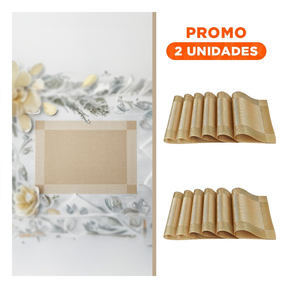 PACK2 BASE DE MESA DORADA RECTANGULAR 30X45 CM CON ACABADO DECORATIVO - 1