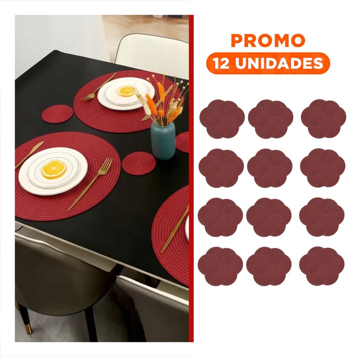 PACK12 ACCESORIO DE MESA CIRCULAR EN COLOR ROJO MINI OJITAS Y+REGALO STICKER - 1