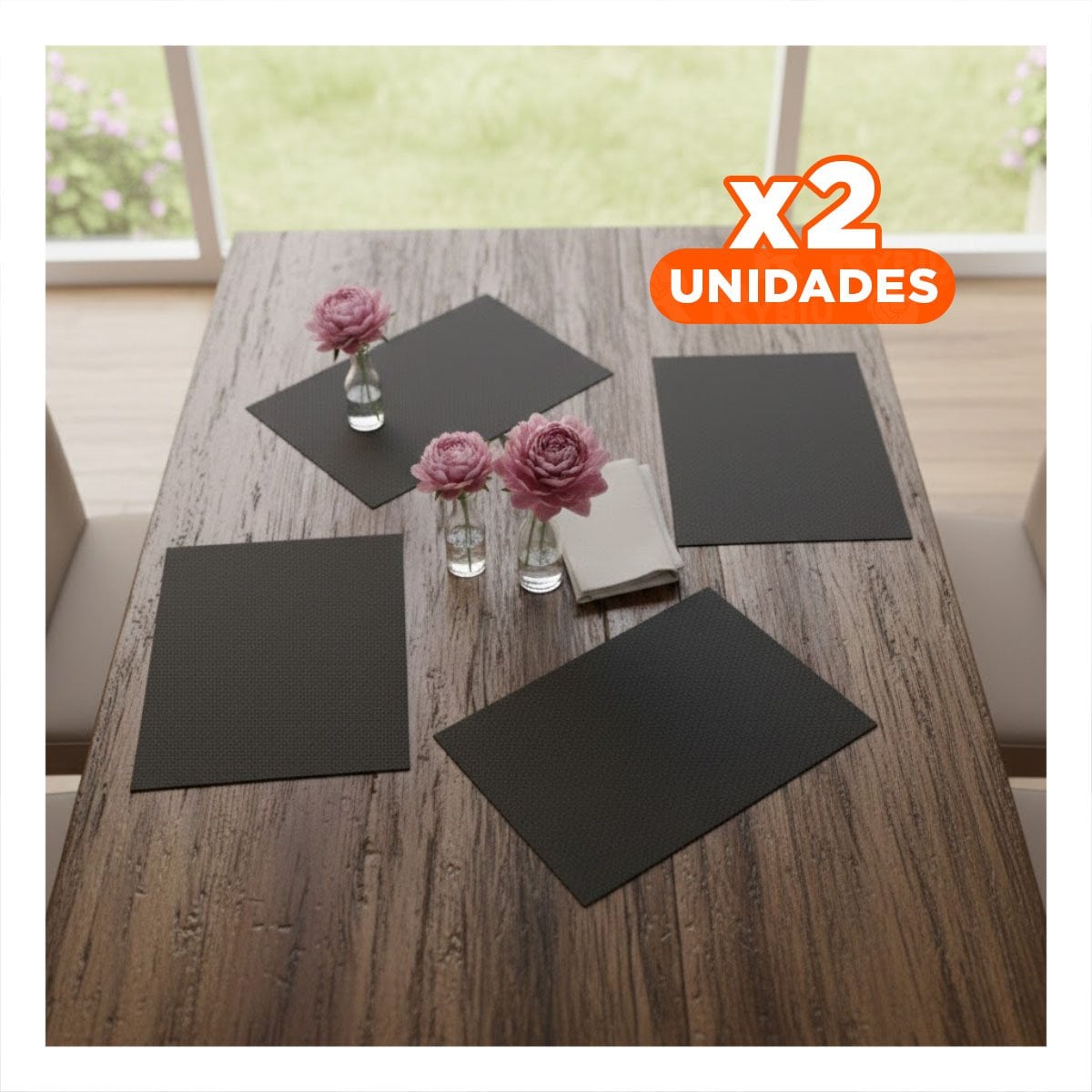 PACK2 ACCESORIO DECORATIVO DE MESA RECTANGULAR 4 PIEZAS PARA USO DIARIO Y+REGALO STICKER - 1