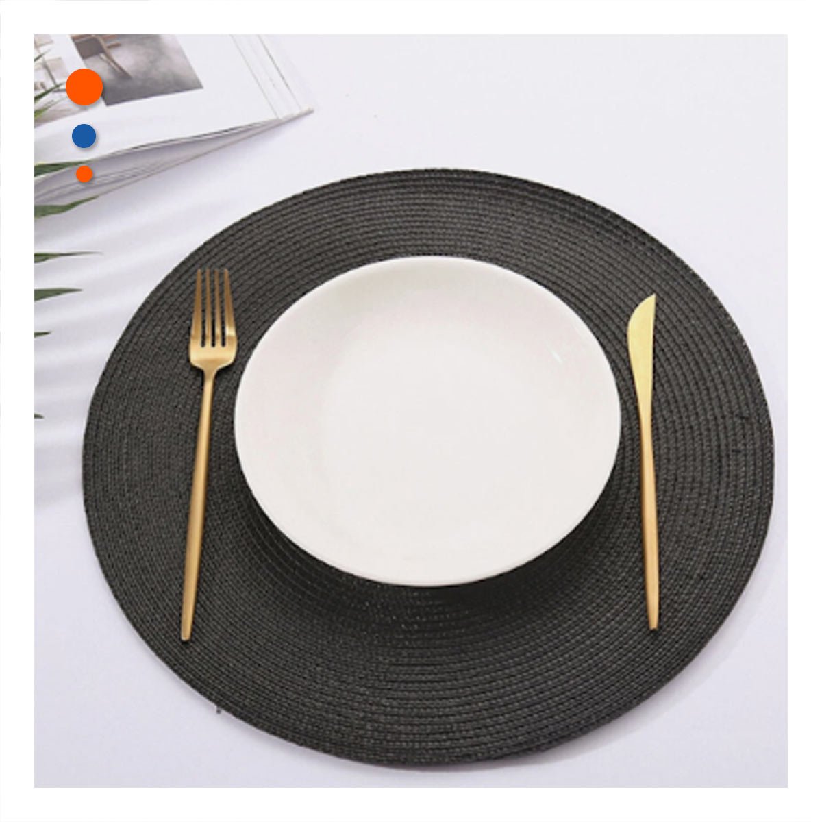 BASE DECORATIVA CIRCULAR BOHO NEGRO ESTILO NATURAL - 1