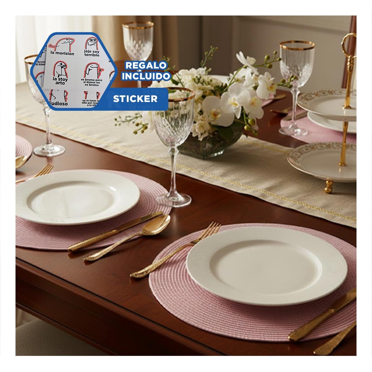BASE TEXTIL CIRCULAR BOHO ROSADO ESTILO BOHO YREGALO STICKER - 1