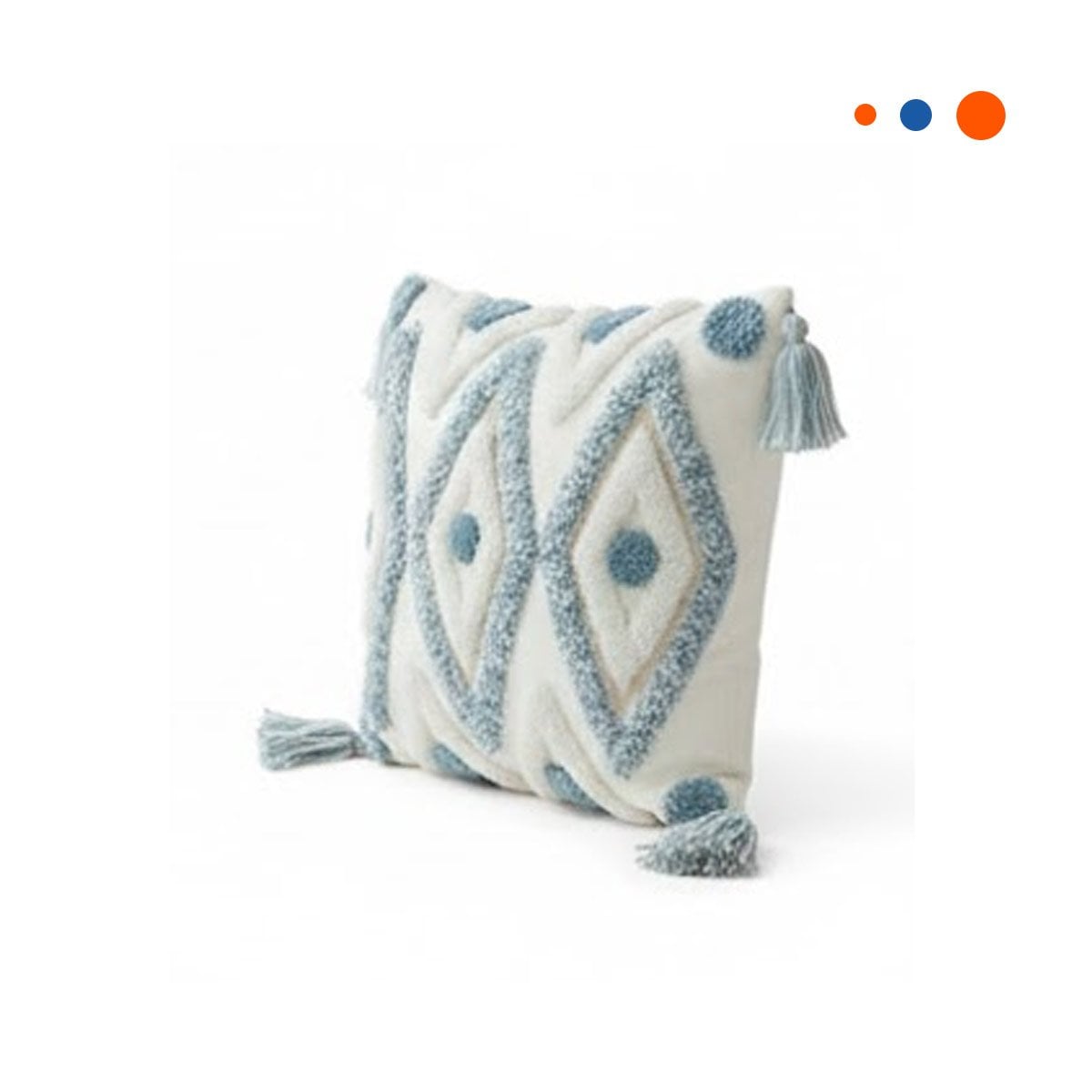 PACK4 FUNDA BOHO DE ROMBOS CON BASE TEXTIL EN POLIESTER CREMA Y CELESTE Y+PAPEL REGALO - 3