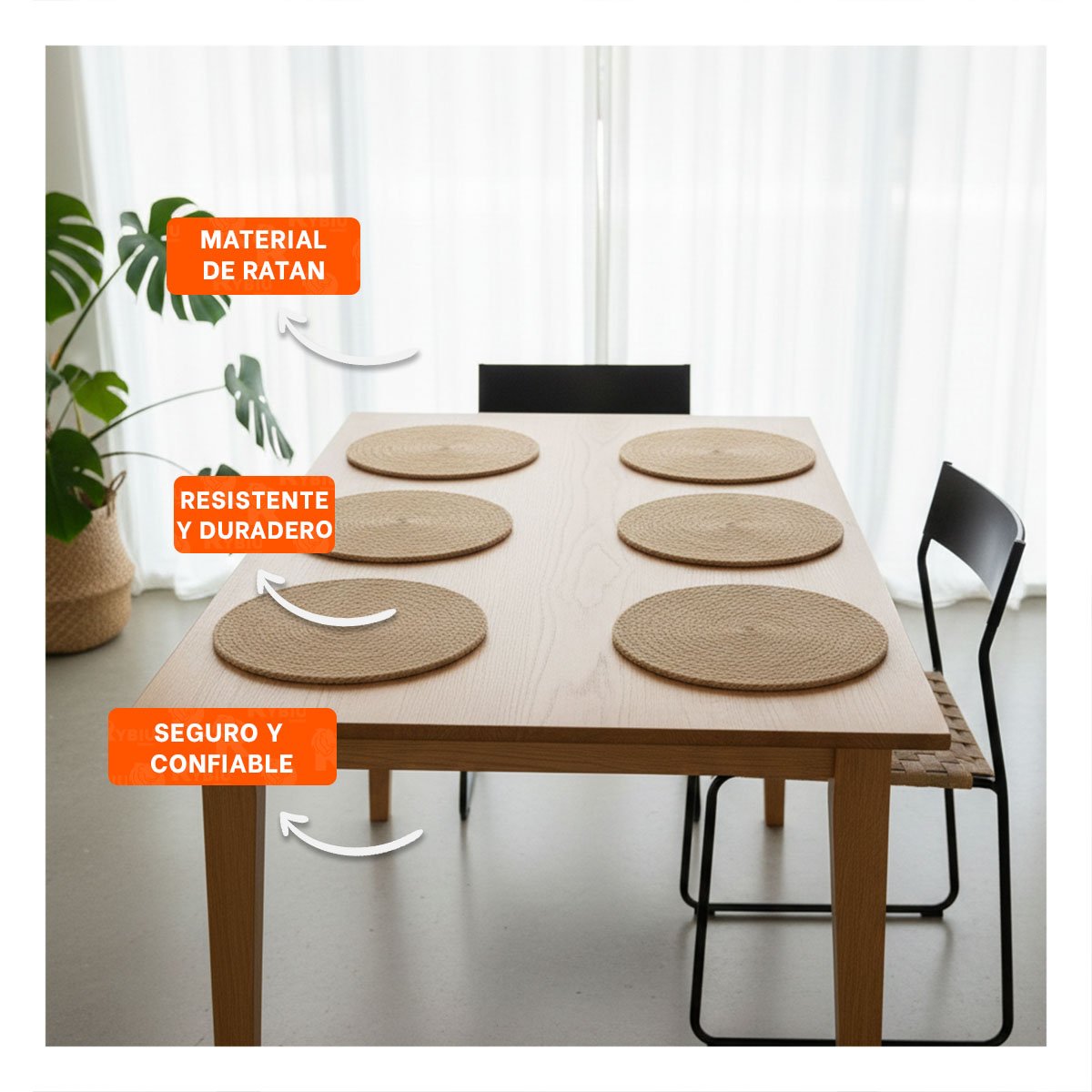 COLECCION 6 PLATOS REDONDOS TEJIDOS CAQUI 38CM DISENO Y COMODIDAD PARA MESA Y+POST IT - 2