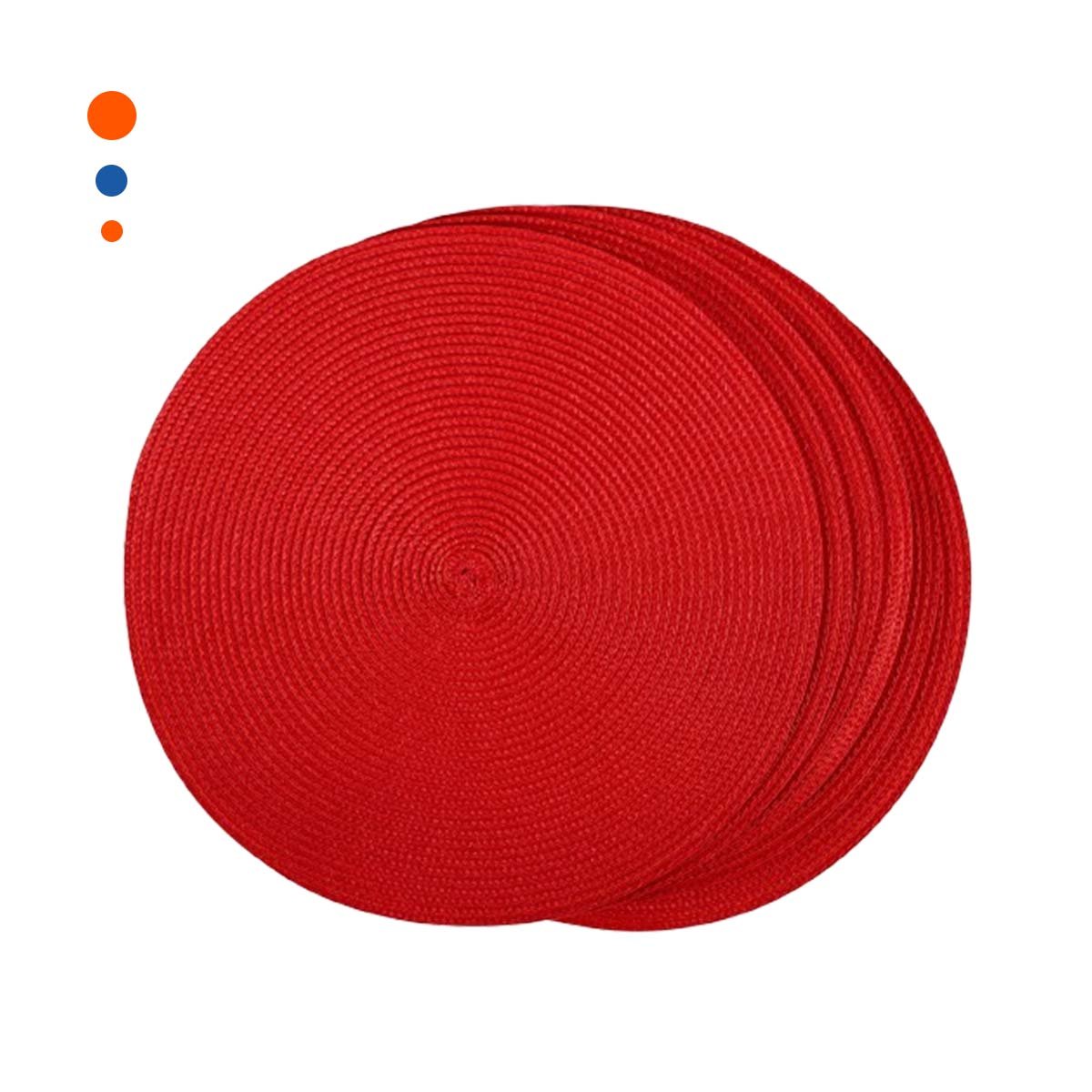 PACK2 INDIVIDUAL DE MESA CIRCULAR ROJO PAJITA MATE DE DIMENSIONES 38X38CM Y+REGALO STICKER - 2