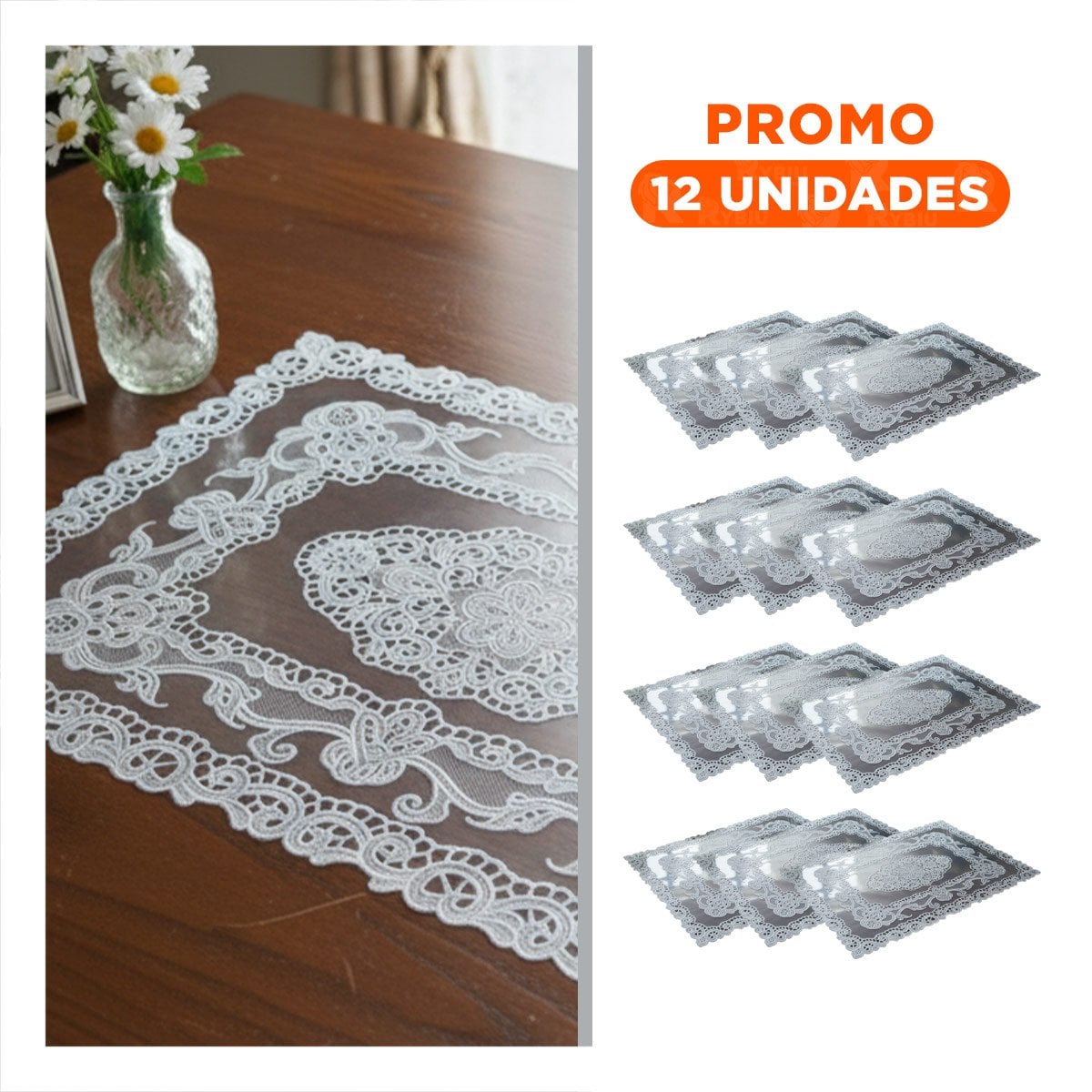 PACK12 CUBIERTA PLATEADA SOFISTICADA CON FLORES PARA MESA NAVIDENA Y+REGALO STICKER - 1