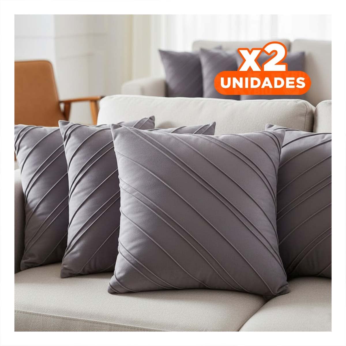 PACK2 FUNDA VISUAL CON PATRON DIAGONAL EN COLOR PLOMO OSCURO DE 45CM Y+REGALO STICKER - 1