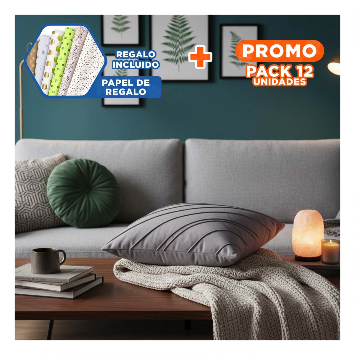 PACK12 FORRO DECORATIVO CON TERCIOPELO PLOMO OSCURO Y LECTURA DIAGONAL CONTINUA YPAPEL REGALO - 1