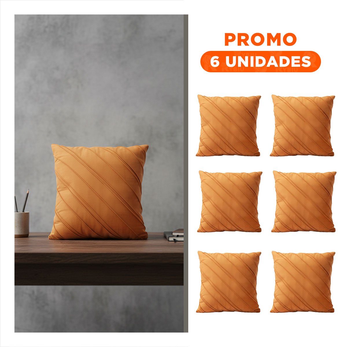 PACK6 CAPA DE TERCIOPELO NARANJA QUE INTEGRA DIAGONALES CON FLUIDEZ VISUAL - 1