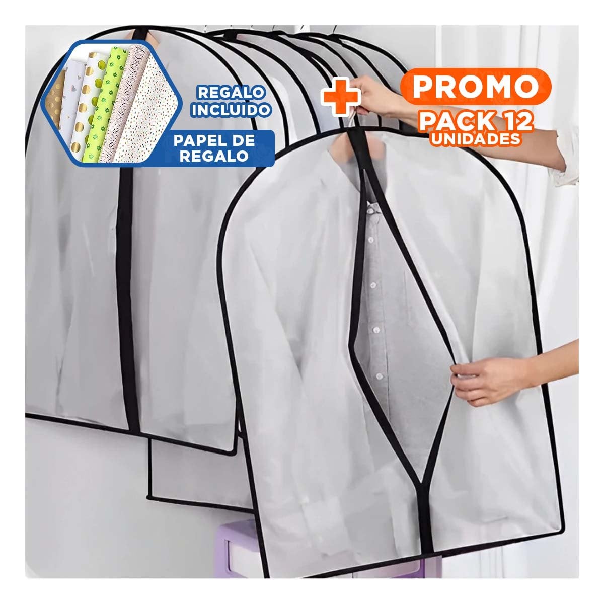 PACK12 CUBRETAJE DE PLASTICO RESISTENTE AL USO DIARIO 60CMX80CM BLANCO Y+PAPEL REGALO - 1