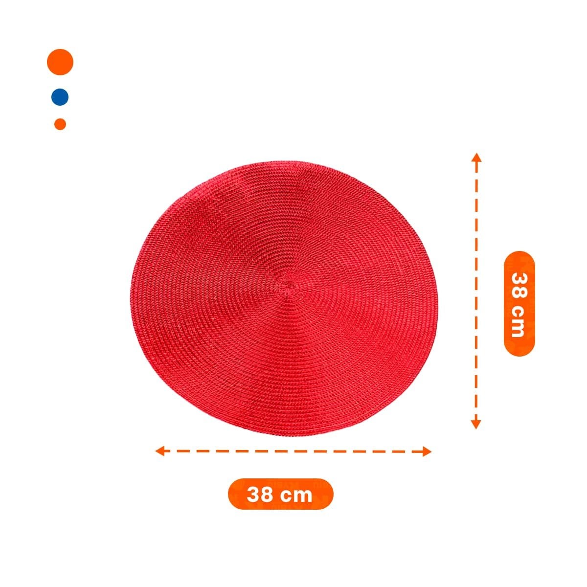 PACK4 INDIVIDUAL CIRCULAR CON PRESENCIA ROJO PAJITA BRILLOSO PARA COMEDOR - 4