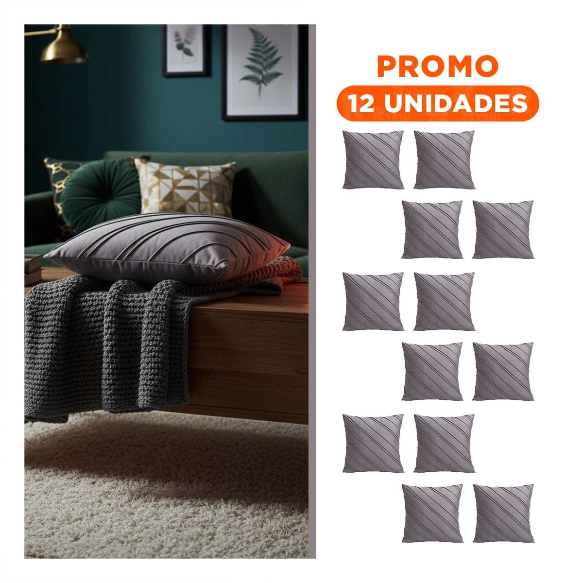 PACK12 FORRO CON SUPERFICIE DE TERCIOPELO Y EXPRESION DIAGONAL EN PLOMO OSCURO Y+REGALO STICKER - 1