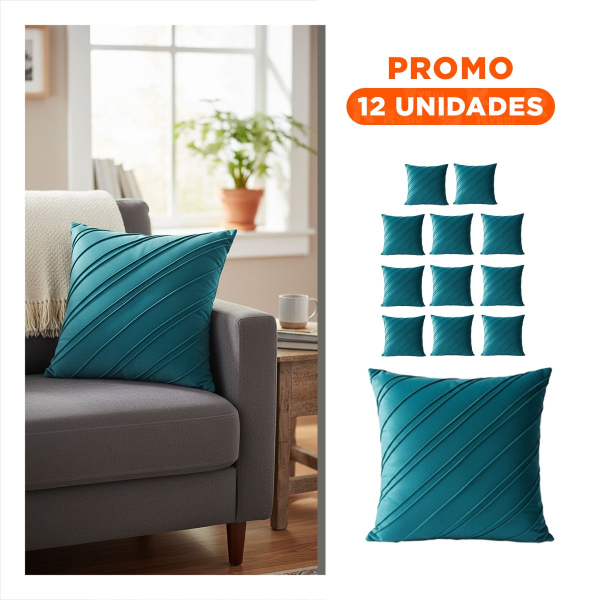 PACK12 FORRO CON SUPERFICIE DE TERCIOPELO Y DIAGONALES EN VERDE AZULADO Y+REGALO STICKER - 1
