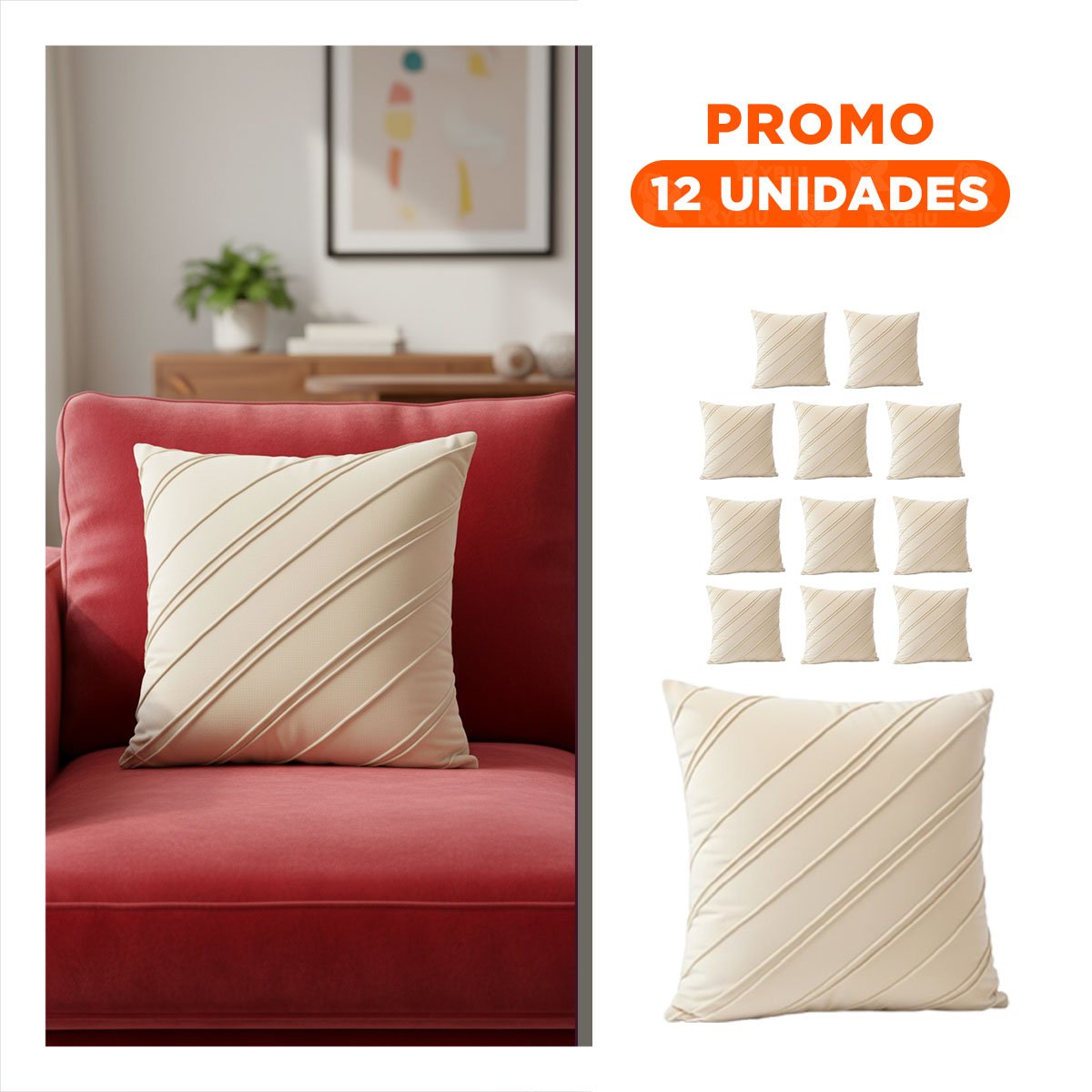PACK12 FORRO CON SUPERFICIE DE TERCIOPELO Y EXPRESION DIAGONAL EN CREMA Y+REGALO STICKER - 1