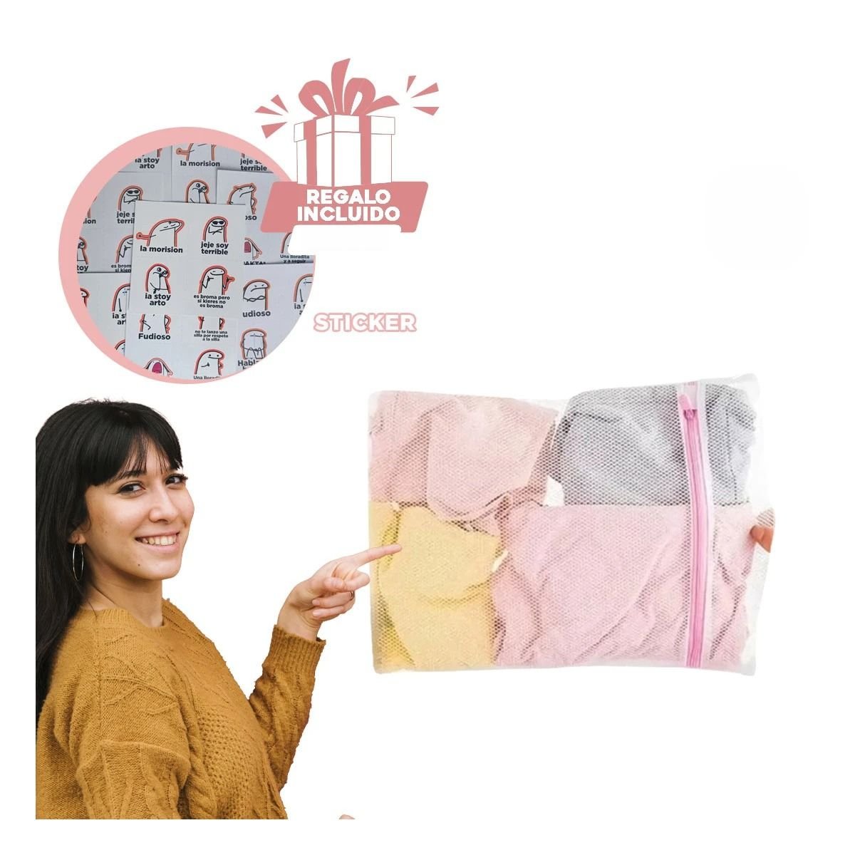 CESTO SACO BLANCA PARA ROPA DELICADA FACIL DE GUARDAR Y+REGALO STICKER - 1