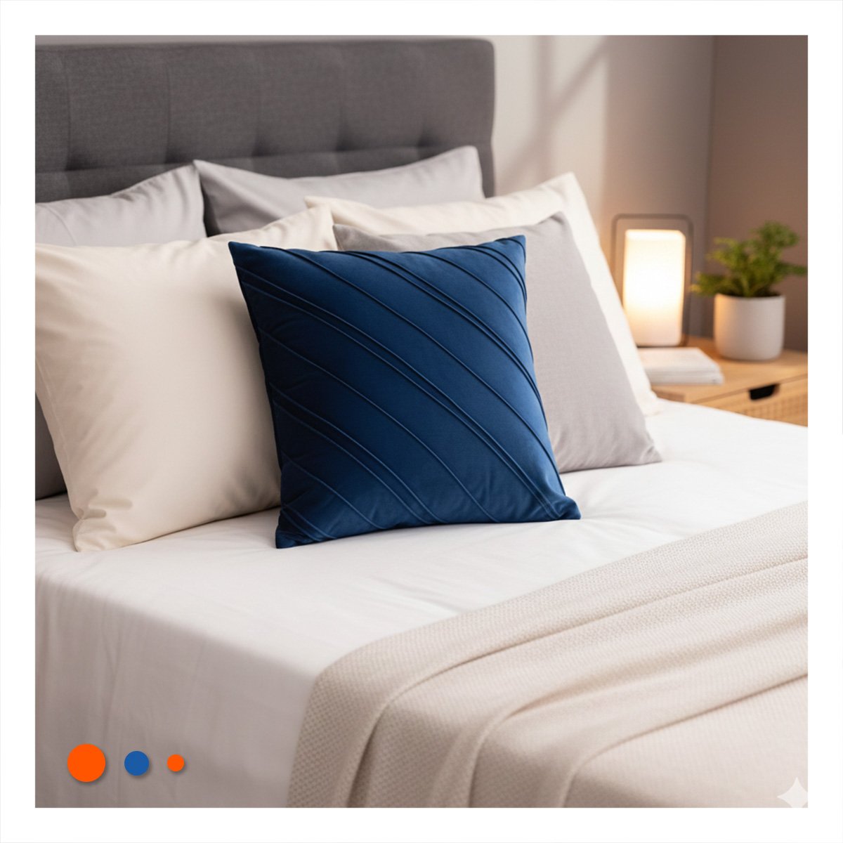 CUBIERTA DECORATIVA DE TERCIOPELO AZUL QUE INTEGRA RAYAS DIAGONALES DE 45CM Y+REGALO STICKER - 2