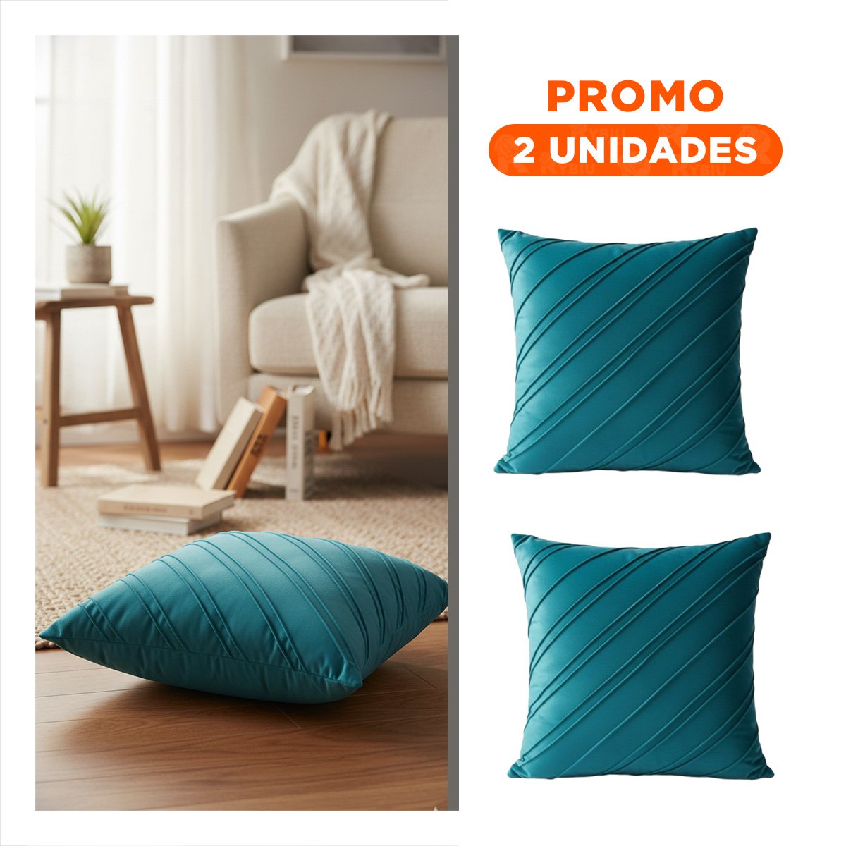 PACK2 FUNDA DE TERCIOPELO VERDE AZULADO QUE INTEGRA RAYAS DIAGONALES CON PRESENCIA - 1