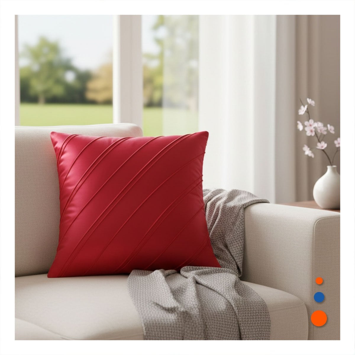 PACK4 CAPA PENSADA PARA ALMOHADA CON PATRON DIAGONAL Y SUPERFICIE ROJA Y+REGALO STICKER - 3