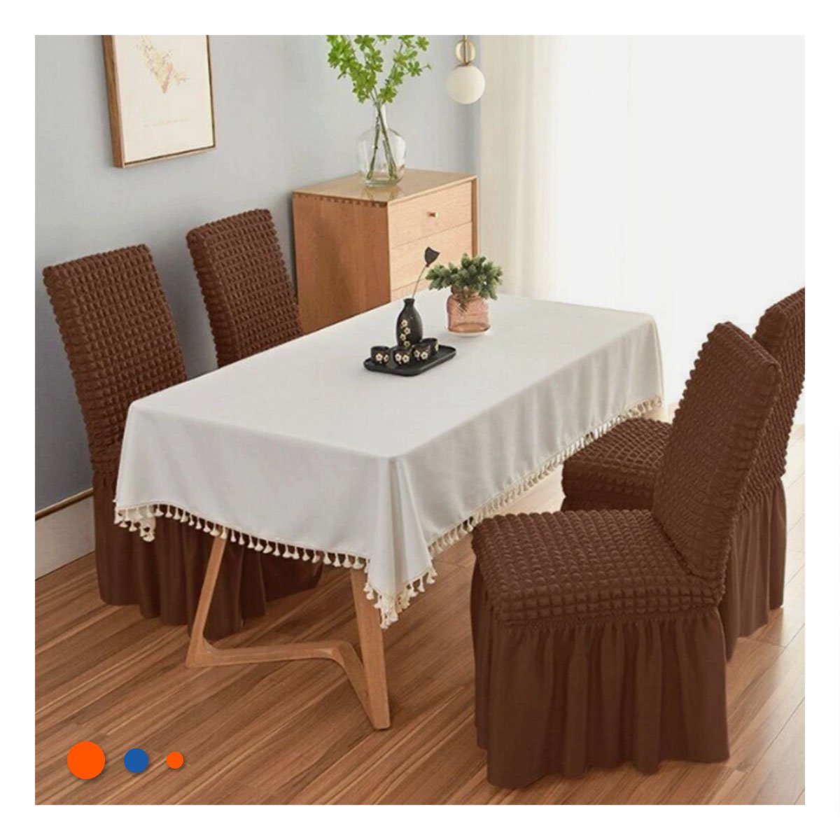 PACK12 PROTECTOR ELASTICA PARA SILLA CON RELIEVE CUADRADO COLOR MARRON Y+REGALO STICKER - 3