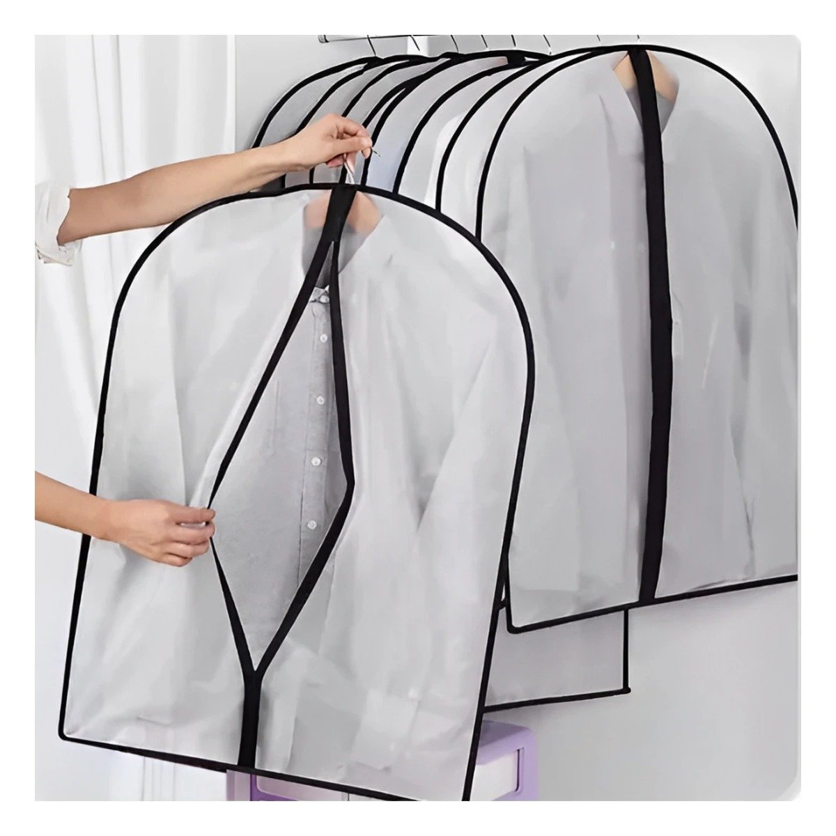 COBERTOR DE TRAJE DE PLASTICO PARA TRANSPORTE 60CMX80CM BLANCO Y+LIGAS REGALO - 1