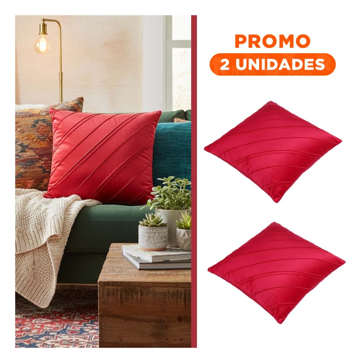 PACK2 FUNDA DE TERCIOPELO ROJO QUE INTEGRA RAYAS DIAGONALES CON LECTURA VISUAL CONTINUA - 1