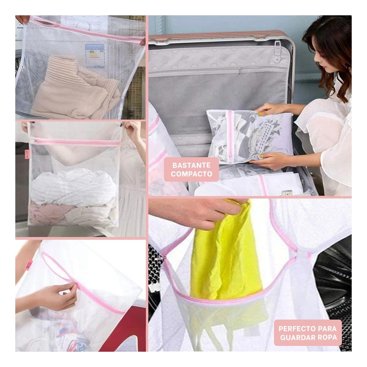 CUBO DE TELA BLANCA PARA LAVADO DE ROPA HOGAR Y DORMITORIO Y+LIGAS REGALO - 5