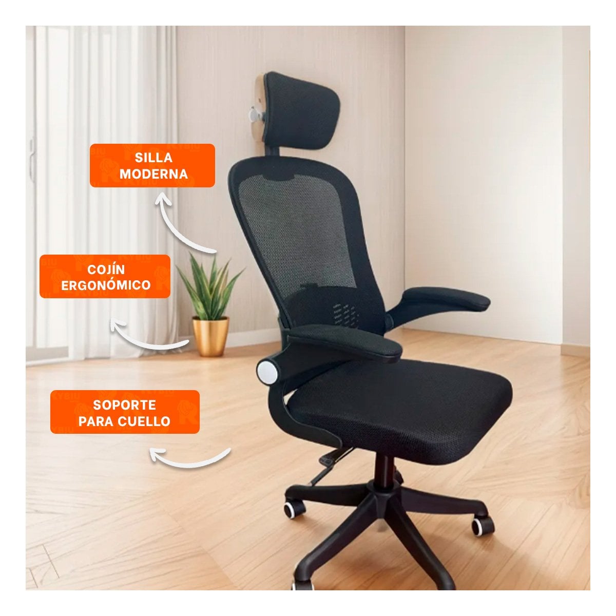 SILLON ADMINISTRATIVO DE OFICINA PARA ESCRITORIOS PROFESIONALES NEGRO Y+POST IT - 2
