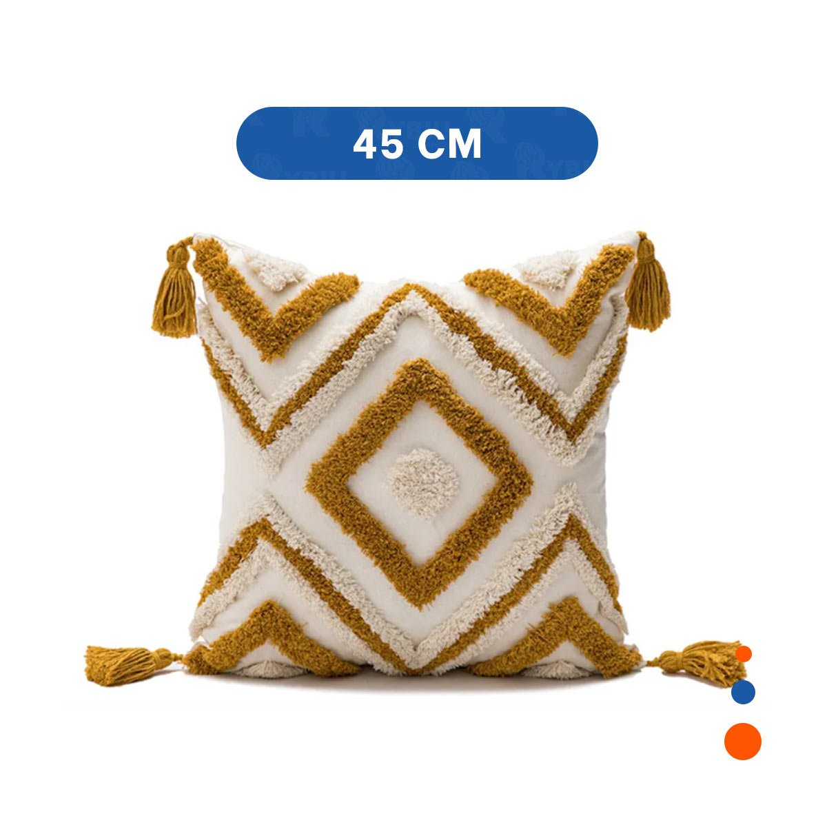 PACK6 FORRO DE POLIESTER COLOR CREMA Y AMARILLO CON GRAFICA BOHO DE ROMBOS Y+REGALO STICKER - 4