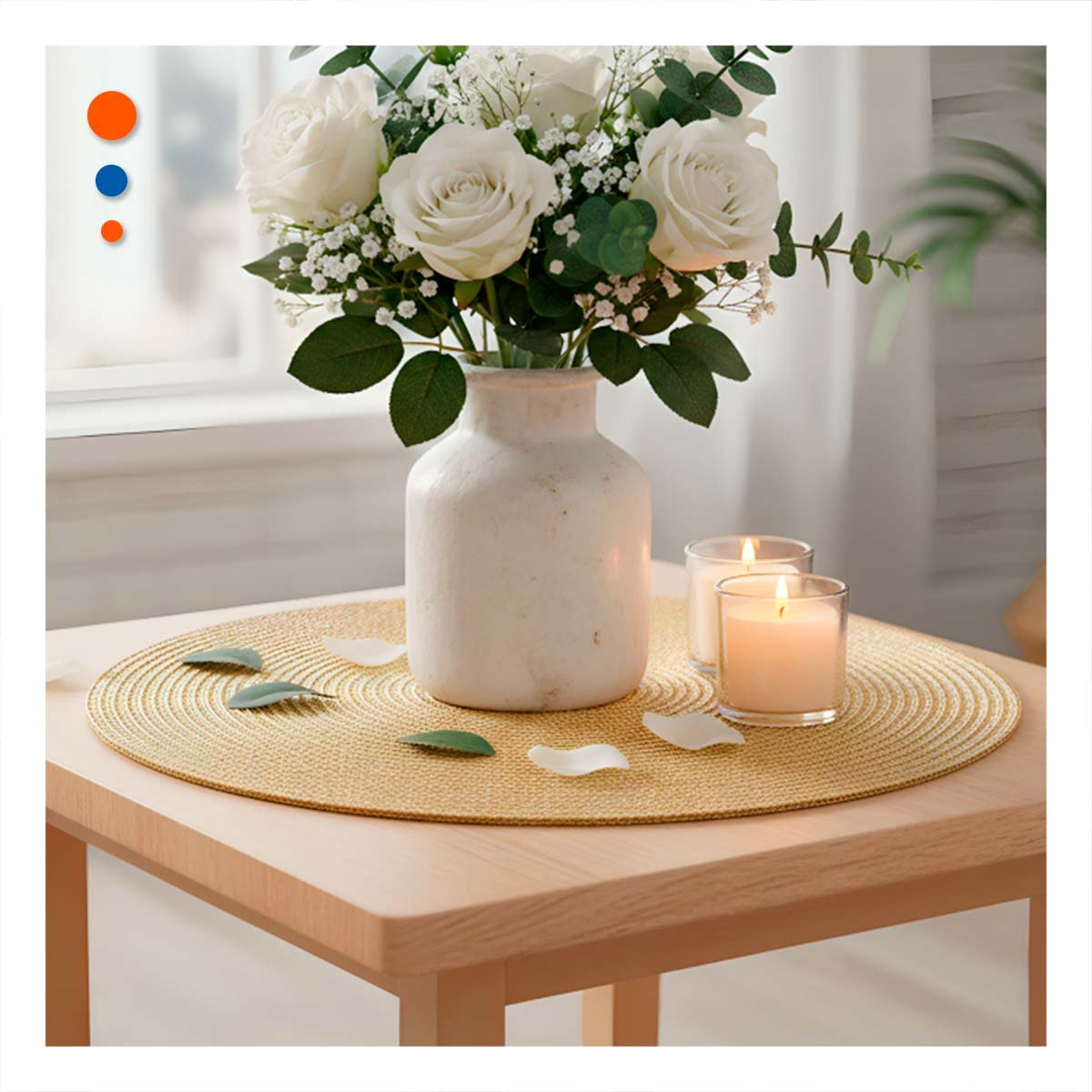 MANTEL INDIVIDUAL CIRCULAR DORADO PAJITA BRILLOSO PARA MESA CON SET DE SEIS - 1