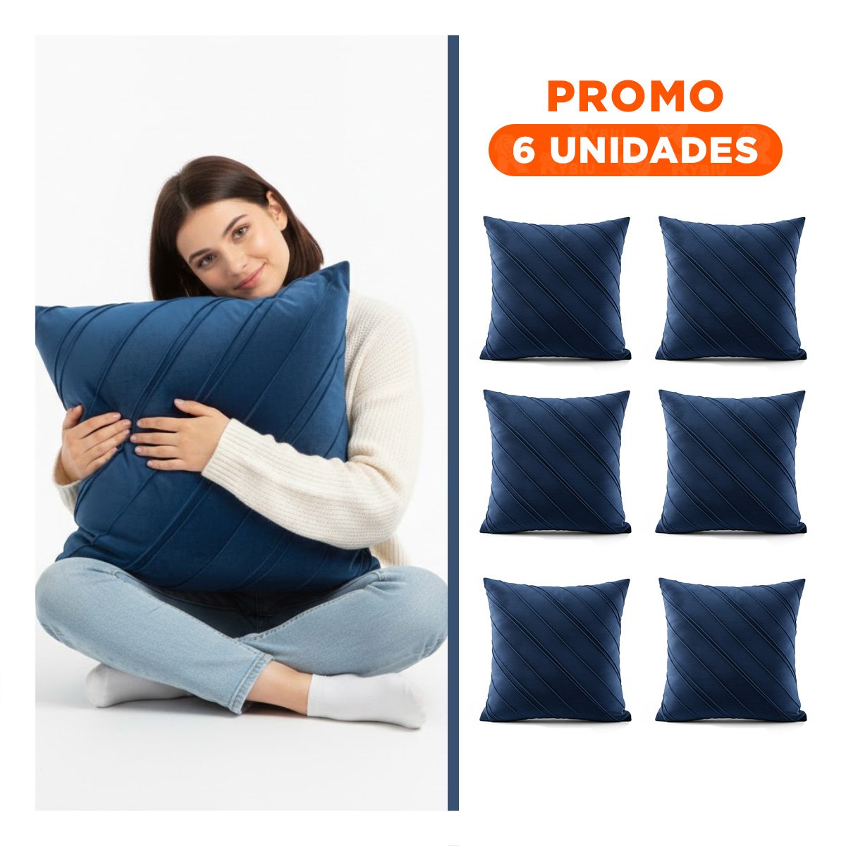 PACK6 CAPA DE TERCIOPELO AZUL QUE INTEGRA DIAGONALES CON FLUIDEZ VISUAL DE 45CM - 1