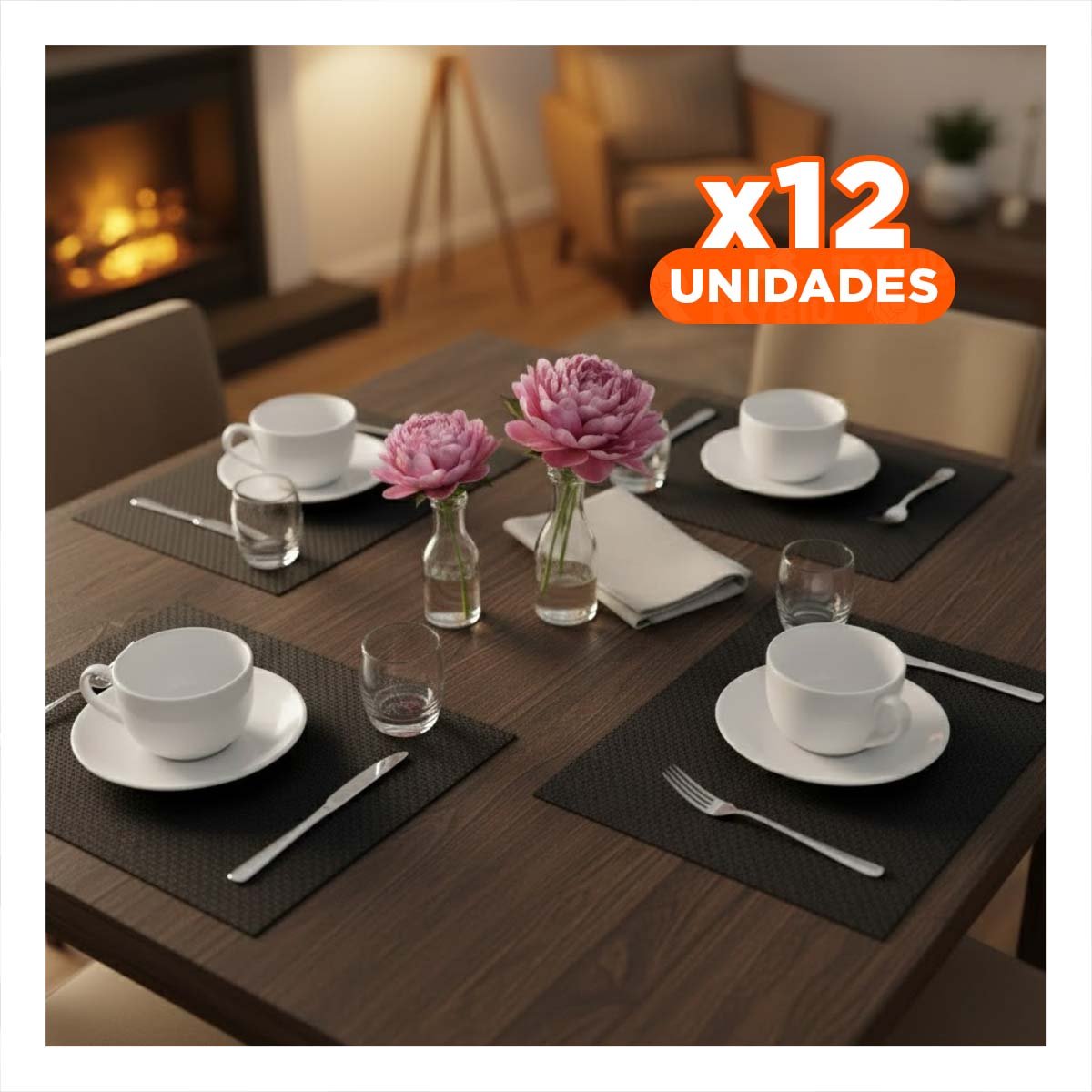 PACK12 PROTECTOR DE MESA RECTANGULAR 4 PIEZAS PARA COMEDOR MODERNO - 1