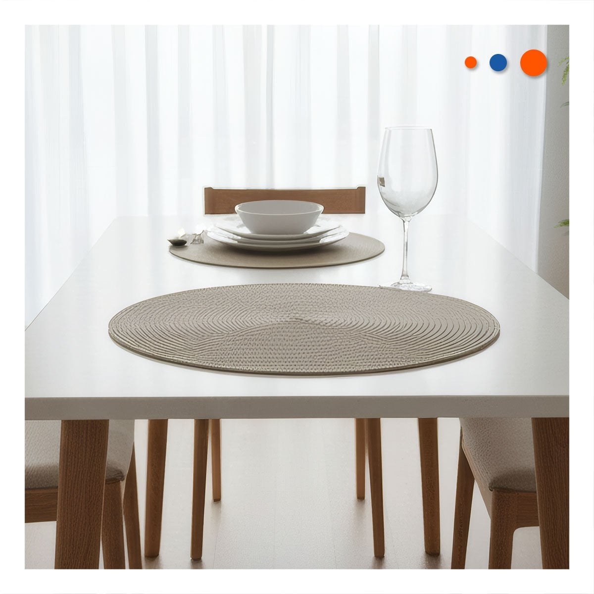 SALVAMANTEL INDIVIDUAL CIRCULAR BOHO BEIGE OSCURO PARA HOGAR Y+POST IT - 3
